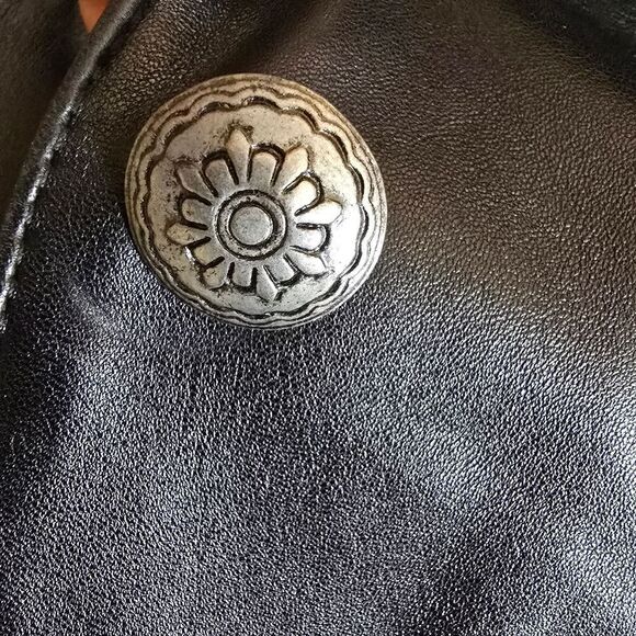 UNIFORN JOHN PAUL  Black Genuine Leather Jacket Size Medium Western Goth Biker - Picture 6 of 8